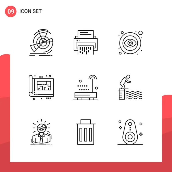 Conjunto Iconos Creativos Universales Simplemente Vector Ilustraciones Para Aplicaciones Web — Vector de stock