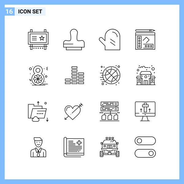 Conjunto Iconos Creativos Universales Ilustración Vectorial — Vector de stock