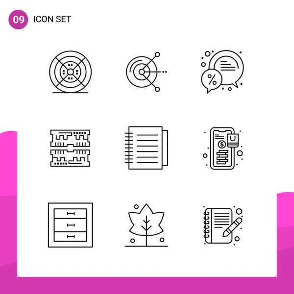 Conjunto Iconos Creativos Universales Simplemente Vector Ilustraciones Para Aplicaciones Web — Vector de stock