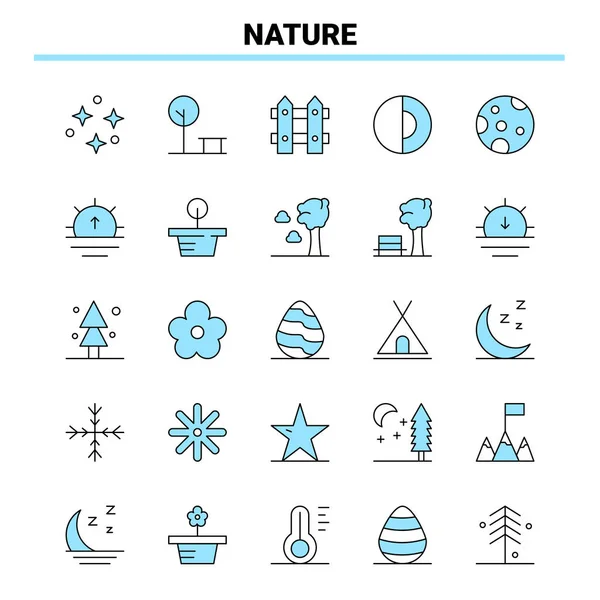 Natura Set Icone Nero Blu Icona Creativa Design Logo Modello — Vettoriale Stock