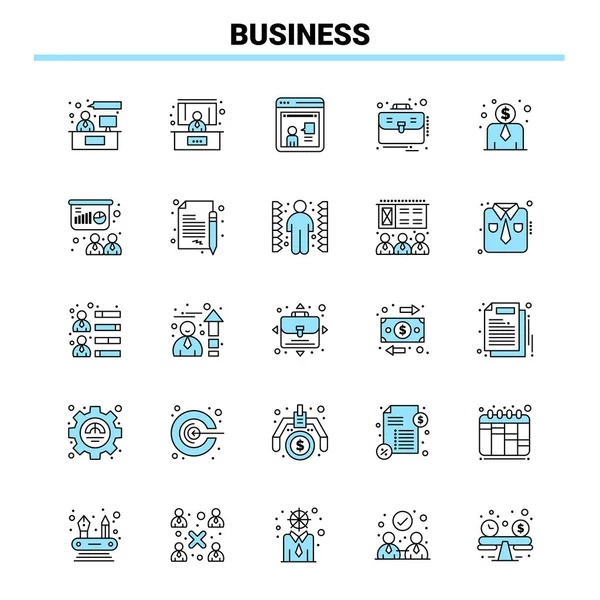 25 Business Black and Blue icon Set. Creative Icon Design and lo — Wektor stockowy