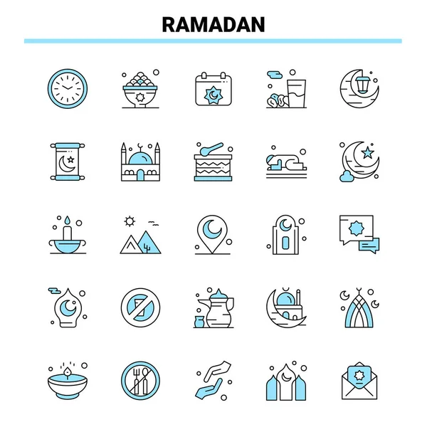 Conjunto Ícones Ramadan Black Blue Design Ícone Criativo Modelo Logotipo — Vetor de Stock