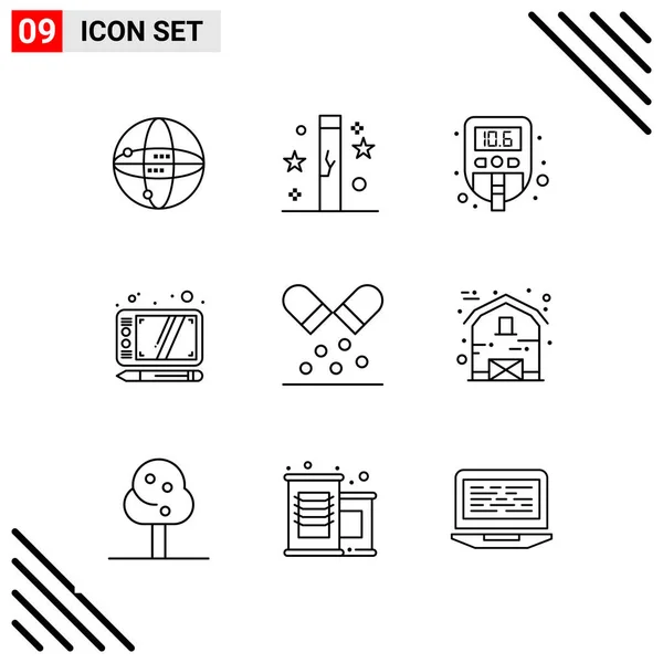 Conjunto Iconos Creativos Universales Simplemente Vector Ilustraciones Para Aplicaciones Web — Vector de stock