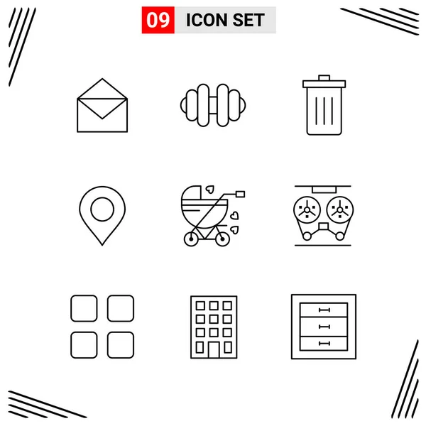 Set Universal Creative Icons Simply Vector Illustrations Web Mobile Apps — Stock Vector