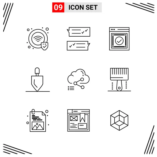 Conjunto Iconos Creativos Universales Simplemente Vector Ilustraciones Para Aplicaciones Web — Archivo Imágenes Vectoriales