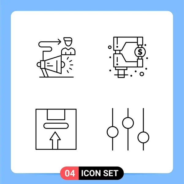 Set Interface Outline Icons Laughing Search Screen Auto Focus Stopwatch — Vector de stock