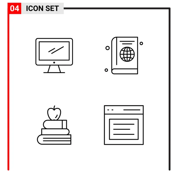 Set Universeller Kreativer Symbole Einfach Vektorillustrationen Für Web Und Mobile — Stockvektor