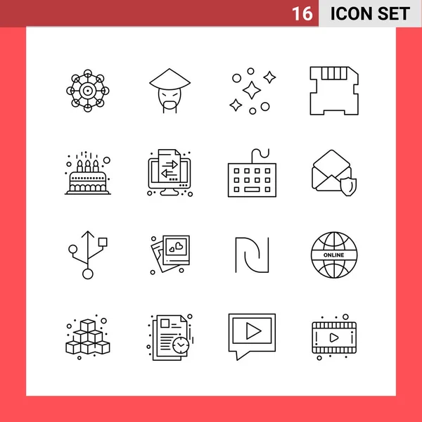 Iconos Línea Vectorial Conjunto Ilustración Resumida Icono Educación Para Web — Vector de stock