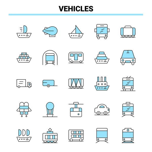 Fahrzeuge Schwarz Blaues Symbol Set Kreatives Icon Design Und Logo — Stockvektor