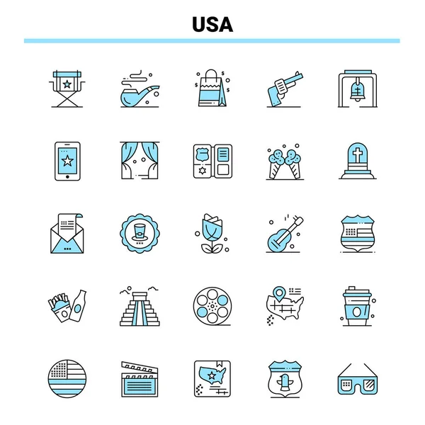 Usa Black Blue Icon Set Creative Icon Design Logo Template — Stock Vector