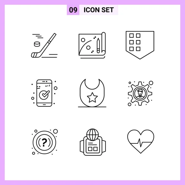 Conjunto Iconos Creativos Universales Simplemente Vector Ilustraciones Para Aplicaciones Web — Vector de stock