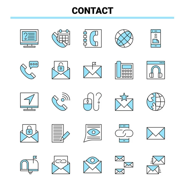 Contact Black Blue Icon Set Креативный Дизайн Икон Логотип — стоковый вектор