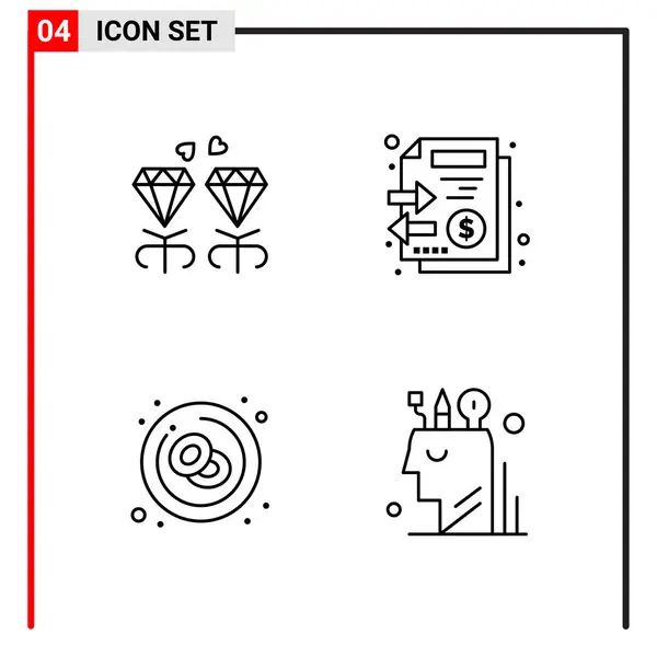Set Icone Linea Pacchetto Modificabile Lettera Illustrazione Vettoriale — Vettoriale Stock