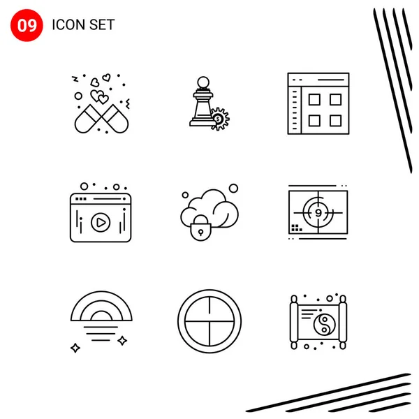 Conjunto Iconos Creativos Universales Simplemente Vector Ilustraciones Para Aplicaciones Web — Vector de stock