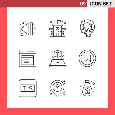 Evrensel yaratıcı simgeler kümesi, web ve mobil uygulamalar ve projeler için basit vektör illüstrasyonları 