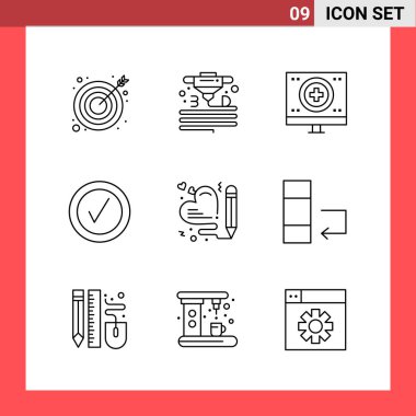 Evrensel yaratıcı simgeler kümesi, web ve mobil uygulamalar ve projeler için basit vektör illüstrasyonları 