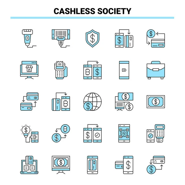 25 Cashless Society Black and Blue icon Set. Creative Icon Desig
