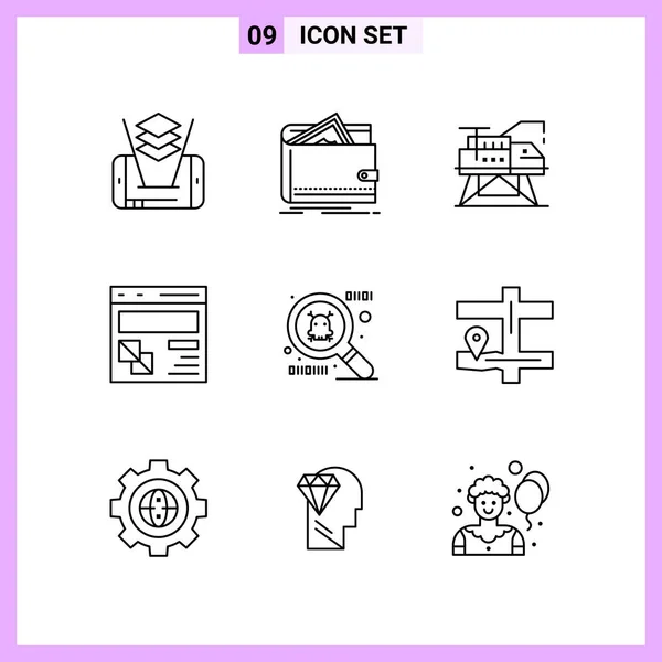 Conjunto Iconos Creativos Universales Simplemente Vector Ilustraciones Para Aplicaciones Web — Vector de stock