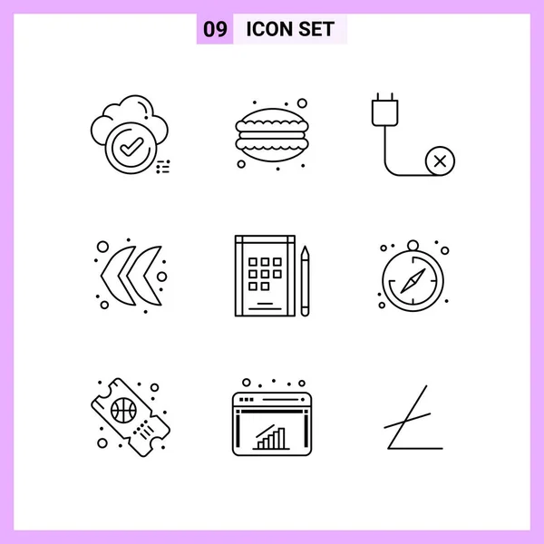 Conjunto Iconos Creativos Universales Simplemente Vector Ilustraciones Para Aplicaciones Web — Archivo Imágenes Vectoriales