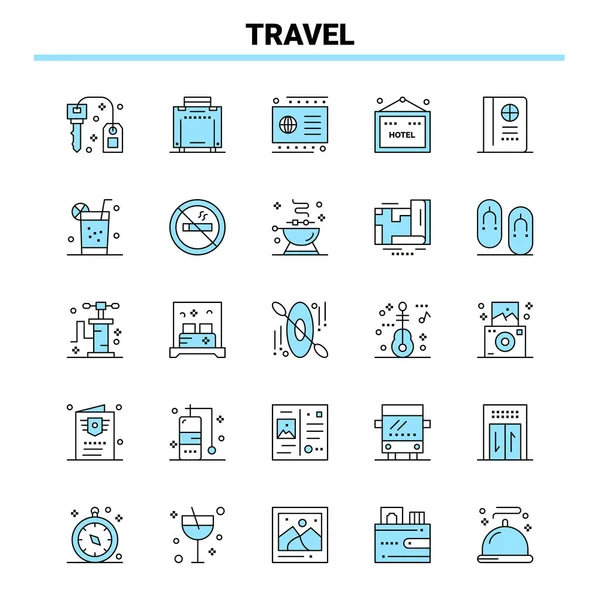 25 Travel Black and Blue icon Set. Creative Icon Design and logo — Stok Vektör