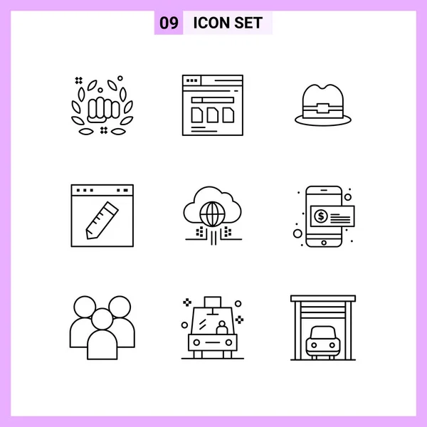 Conjunto Iconos Creativos Universales Simplemente Vector Ilustraciones Para Aplicaciones Web — Vector de stock