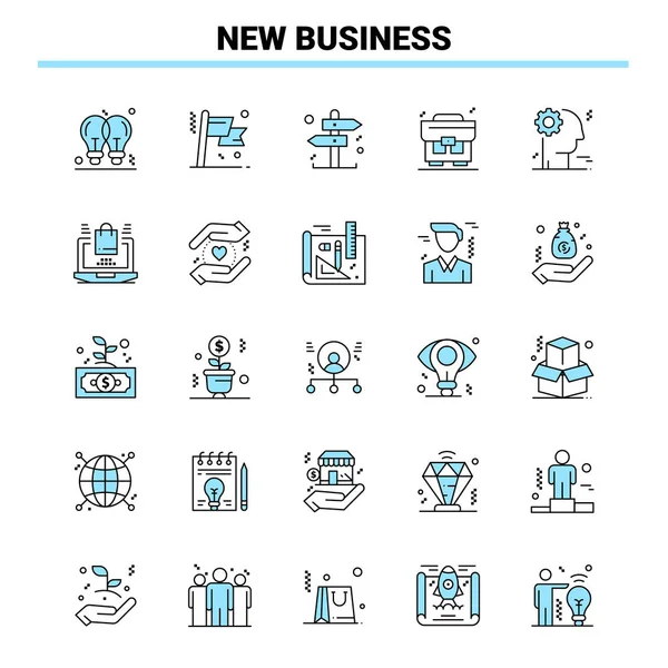 25 New Business Black and Blue icon Set. Creative Icon Design an — Stock Vector