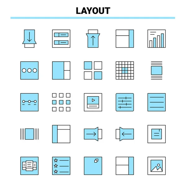 Ensemble de 25 icônes noir et bleu. Icône créative Design et logo — Image vectorielle