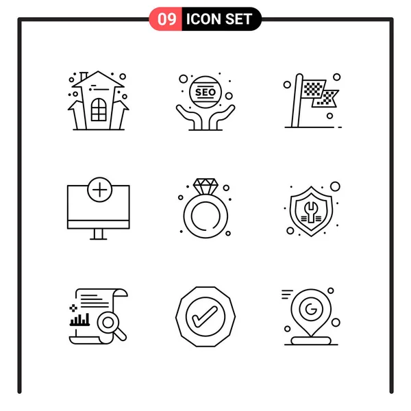 Conjunto Iconos Creativos Universales Ilustración Vectorial — Vector de stock