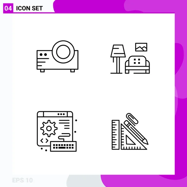 Conjunto Iconos Creativos Universales Simplemente Vector Ilustraciones Para Aplicaciones Web — Vector de stock