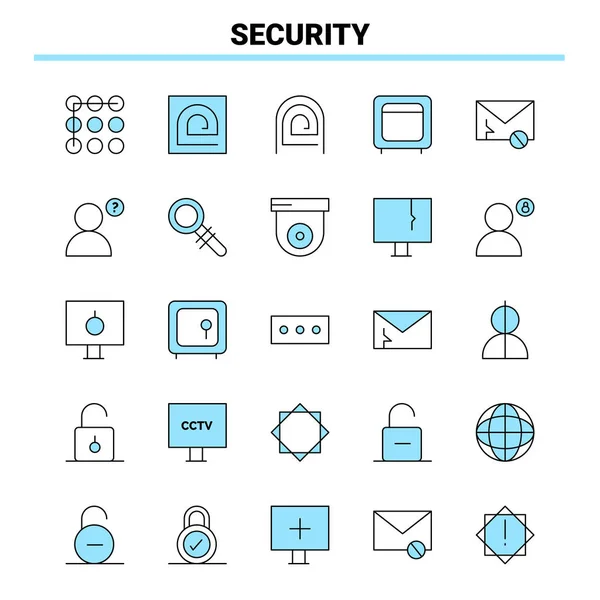 25 Security Black and Blue icon Set. Creative Icon Design and lo — ストックベクタ