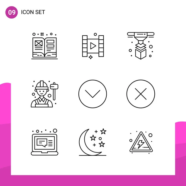 Conjunto Iconos Creativos Universales Simplemente Vector Ilustraciones Para Aplicaciones Web — Archivo Imágenes Vectoriales