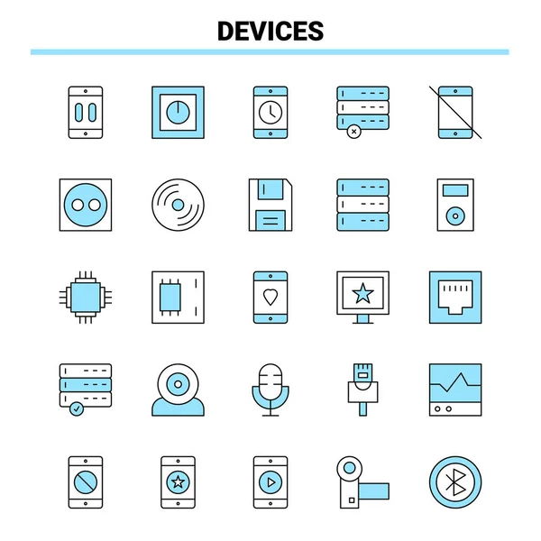 25 Dispositivos Conjunto de iconos Negro y Azul. Icono creativo Diseño y registro — Archivo Imágenes Vectoriales