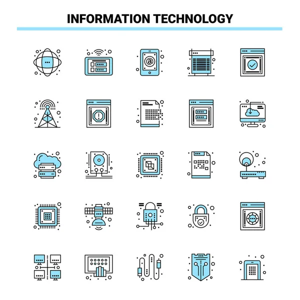 Informační Technologie Černá Modrá Ikona Set Creative Icon Design Logo — Stockový vektor