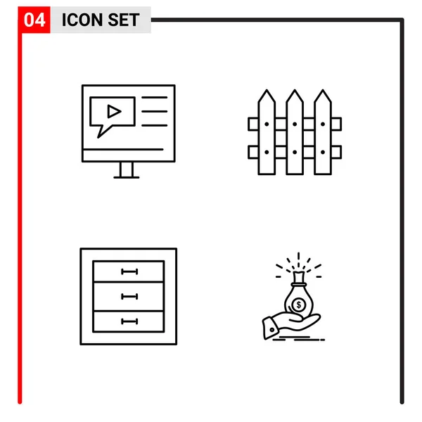 Set Universeller Kreativer Symbole Einfach Vektorillustrationen Für Web Und Mobile — Stockvektor