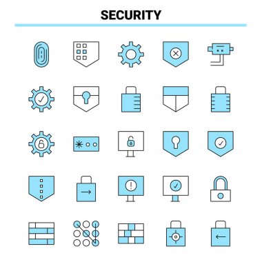 25 Güvenlik Siyah ve Mavi simge seti. Yaratıcı Simge Tasarımı ve logo şablonu