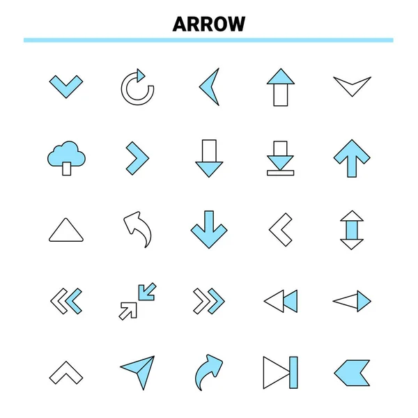 25 Arrow Black and Blue icon Set. Creative Icon Design and logo — Stock vektor
