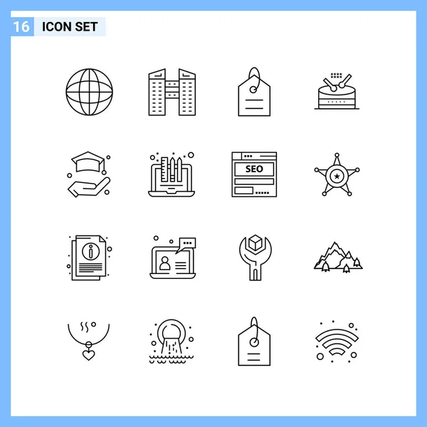 Set of 16 Universal Icons Business Vector — Stock Vector