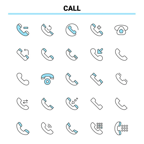 Call Black Blue Icon Set Design Ícone Criativo Modelo Logotipo —  Vetores de Stock