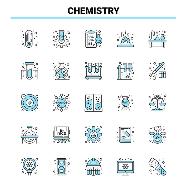 25化学黑色和蓝色图标集。创意图标设计及l — 图库矢量图片