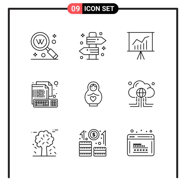 Conjunto Iconos Creativos Universales Simplemente Vector Ilustraciones Para Aplicaciones Web — Archivo Imágenes Vectoriales