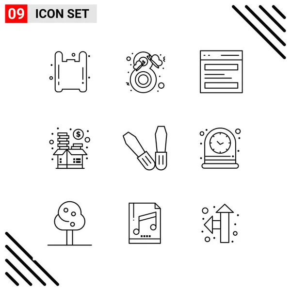 Conjunto Iconos Creativos Universales Simplemente Vector Ilustraciones Para Aplicaciones Web — Vector de stock