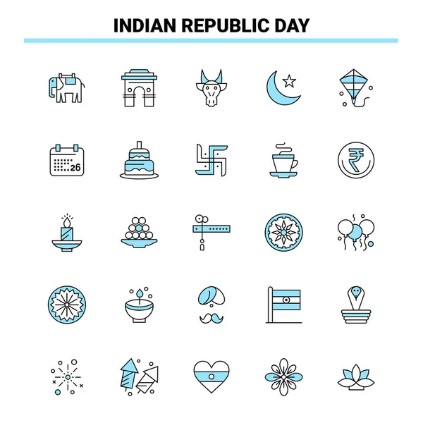 India Republic Day Black Blueアイコンセット クリエイティブアイコンデザインとロゴテンプレート — ストックベクタ