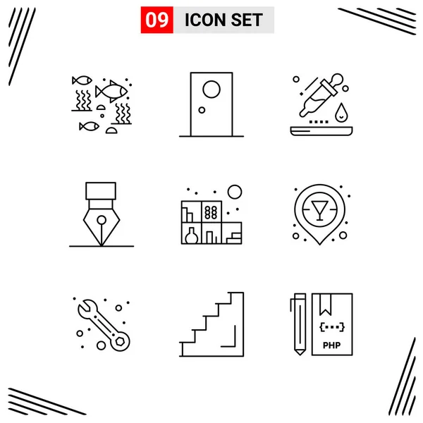 Conjunto Iconos Creativos Universales Simplemente Vector Ilustraciones Para Aplicaciones Web — Archivo Imágenes Vectoriales