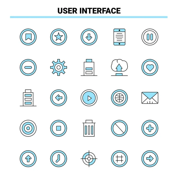 25 User Interface Black and Blue icon Set. Návrh kreativní ikony — Stockový vektor