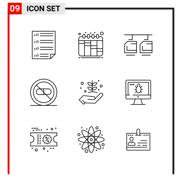 Set Universeller Kreativer Symbole Einfach Vektorillustrationen Für Web Und Mobile — Stockvektor