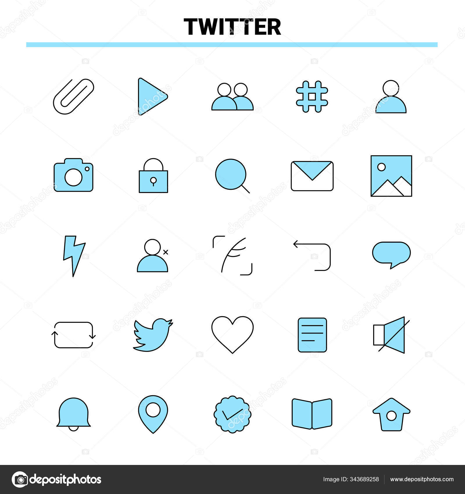 Twitter Black Blue Icon Set Creative Icon Design Logo Template Stock Vector  by ©Flatart 343689258, image size:1600x1700