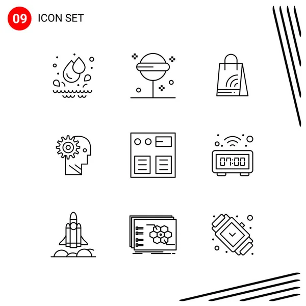 Conjunto Iconos Creativos Universales Ilustración Vectorial — Vector de stock