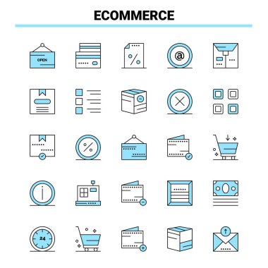 25 Etrade Siyah ve Mavi ikon Seti. Yaratıcı Simge Tasarımı ve Ben