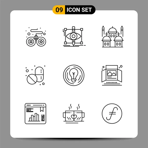 Conjunto Iconos Creativos Universales Simplemente Vector Ilustraciones Para Aplicaciones Web — Archivo Imágenes Vectoriales