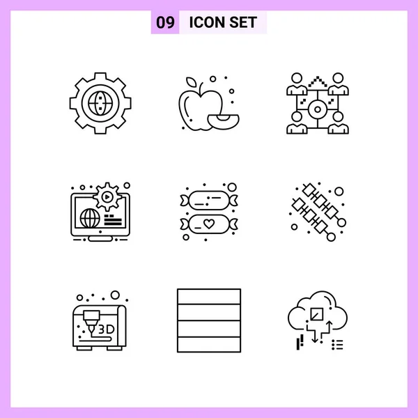 Conjunto Iconos Creativos Universales Simplemente Vector Ilustraciones Para Aplicaciones Web — Archivo Imágenes Vectoriales